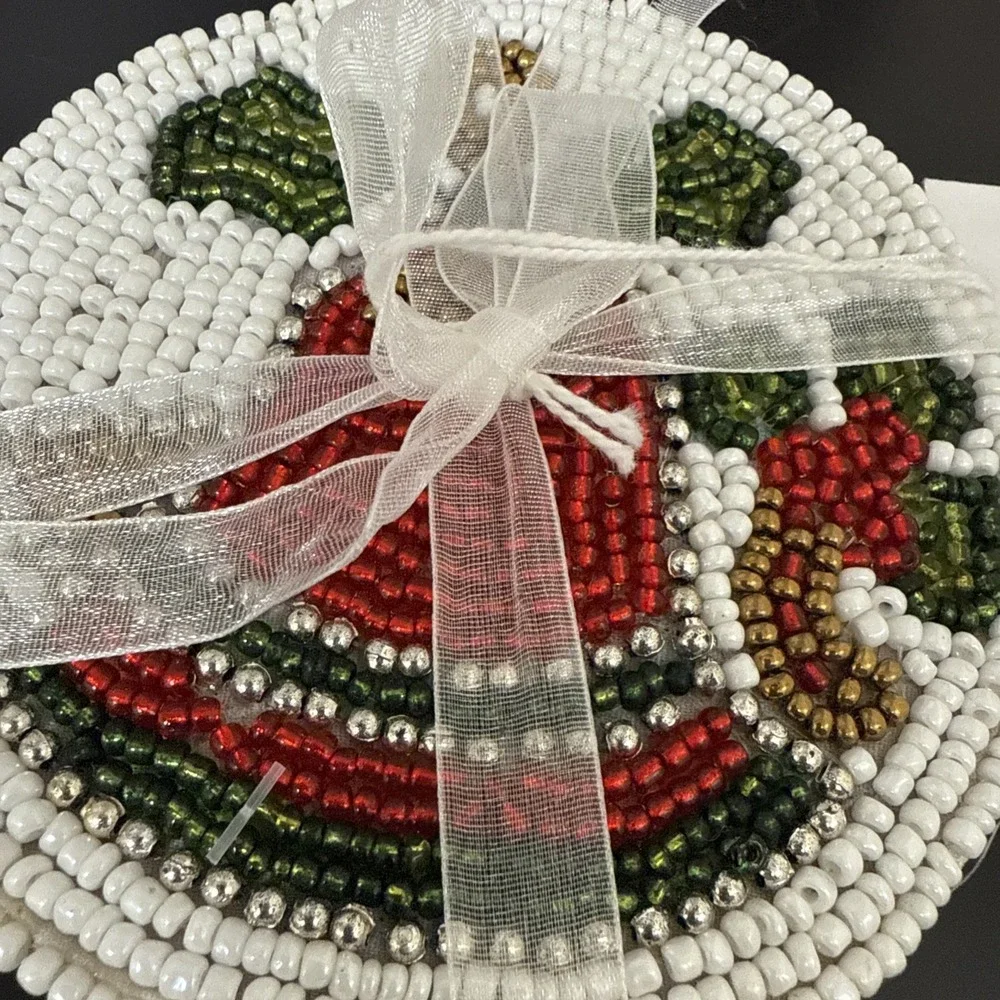 NEW Beads coaster a set of 4 season of Joy gift for Christmas Holiday Decor Bell